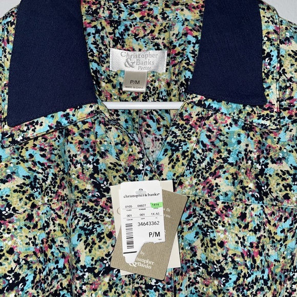 NWT Size PM Christopher & Banks Green Shirt Blouse - Picture 2 of 4